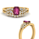 Load image into Gallery viewer, emerald-cut-pink-sapphire-cluster-wedding-set-in-yellow-gold-FDENS3110EMGSADRPI-NL-YG.jpg