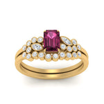 Load image into Gallery viewer, emerald-cut-pink-sapphire-cluster-wedding-set-in-yellow-gold-FDENS3110EMGSADRPI-NL-YG.jpg