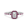 Thumbnail 45 - emerald-cut-pink-sapphire-halo-petite-engagement-ring-in-white-gold-FD8523EMRGSADRPIANGLE3-NL-WG