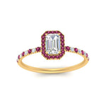 Load image into Gallery viewer, emerald-cut-pink-sapphire-halo-petite-engagement-ring-in-yellow-gold-FD8523EMRGSADRPIANGLE3-NL-YG
