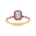 Thumbnail 83 - emerald-cut-pink-sapphire-halo-petite-engagement-ring-in-yellow-gold-FD8523EMRGSADRPIANGLE3-NL-YG