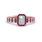 Load image into Gallery viewer, emerald-cut-pink-sapphire-halo-wedding-ring-set-in-rose-gold-FD8523EMGSADRPI-NL-RG
