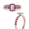 Load image into Gallery viewer, emerald-cut-pink-sapphire-halo-wedding-ring-set-in-rose-gold-FD8523EMGSADRPI-NL-RG