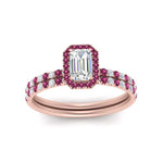 Load image into Gallery viewer, emerald-cut-pink-sapphire-halo-wedding-ring-set-in-rose-gold-FD8523EMGSADRPI-NL-RG
