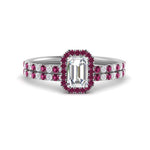 Load image into Gallery viewer, emerald-cut-pink-sapphire-halo-wedding-ring-set-in-white-gold-FD8523EMGSADRPI-NL-WG

