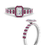 Load image into Gallery viewer, emerald-cut-pink-sapphire-halo-wedding-ring-set-in-white-gold-FD8523EMGSADRPI-NL-WG
