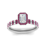 Load image into Gallery viewer, emerald-cut-pink-sapphire-halo-wedding-ring-set-in-white-gold-FD8523EMGSADRPI-NL-WG
