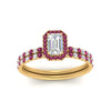 Load image into Gallery viewer, emerald-cut-pink-sapphire-halo-wedding-ring-set-in-yellow-gold-FD8523EMGSADRPI-NL-YG