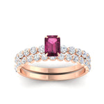 Load image into Gallery viewer, emerald-cut-pink-sapphire-single-prong-diamond-bridal-rings-set-in-FDENS3023EMGSADRPI-NL-RG-GS
