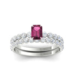 Load image into Gallery viewer, emerald-cut-pink-sapphire-single-prong-diamond-bridal-rings-set-in-FDENS3023EMGSADRPI-NL-WG-GS
