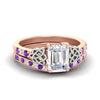 Load image into Gallery viewer, emerald-cut-purple-topaz-channel-band-celtic-bridal-set-in-rose-gold-fdens2255emgvitosleep-nl-rg-ws2