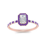 Load image into Gallery viewer, emerald-cut-purple-topaz-halo-petite-engagement-ring-in-rose-gold-FD8523EMRGVITOANGLE3-NL-RG
