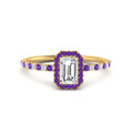 Thumbnail 105 - emerald-cut-purple-topaz-halo-petite-engagement-ring-in-yellow-gold-FD8523EMRGVITOANGLE3-NL-YG