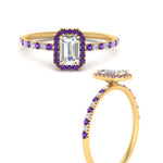 Load image into Gallery viewer, emerald-cut-purple-topaz-halo-petite-engagement-ring-in-yellow-gold-FD8523EMRGVITOANGLE3-NL-YG
