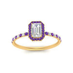 Load image into Gallery viewer, emerald-cut-purple-topaz-halo-petite-engagement-ring-in-yellow-gold-FD8523EMRGVITOANGLE3-NL-YG
