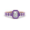 Load image into Gallery viewer, emerald-cut-purple-topaz-halo-wedding-ring-set-in-rose-gold-FD8523EMGVITO-NL-RG