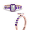 Load image into Gallery viewer, emerald-cut-purple-topaz-halo-wedding-ring-set-in-rose-gold-FD8523EMGVITO-NL-RG