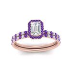 Load image into Gallery viewer, emerald-cut-purple-topaz-halo-wedding-ring-set-in-rose-gold-FD8523EMGVITO-NL-RG
