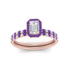Load image into Gallery viewer, emerald-cut-purple-topaz-halo-wedding-ring-set-in-rose-gold-FD8523EMGVITO-NL-RG