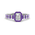Load image into Gallery viewer, emerald-cut-purple-topaz-halo-wedding-ring-set-in-white-gold-FD8523EMGVITO-NL-WG
