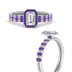 Load image into Gallery viewer, emerald-cut-purple-topaz-halo-wedding-ring-set-in-white-gold-FD8523EMGVITO-NL-WG
