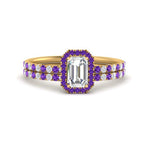Load image into Gallery viewer, emerald-cut-purple-topaz-halo-wedding-ring-set-in-yellow-gold-FD8523EMGVITO-NL-YG
