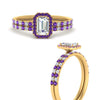 Load image into Gallery viewer, emerald-cut-purple-topaz-halo-wedding-ring-set-in-yellow-gold-FD8523EMGVITO-NL-YG