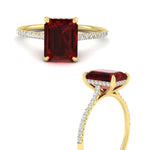Load image into Gallery viewer, emerald-cut-red-ruby-under-halo-wedding-ring-with-diamond-in-yellow-gold-FD9788EMRGRUDR-NL-YG.jpg
