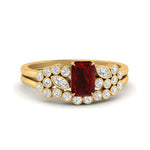Load image into Gallery viewer, emerald-cut-ruby-cluster-wedding-set-in-yellow-gold-FDENS3110EMGRUDR-NL-YG.jpg