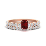 Load image into Gallery viewer, emerald-cut-ruby-single-prong-diamond-bridal-rings-set-in-FDENS3023EMGRUDR-NL-RG-GS
