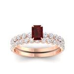 Load image into Gallery viewer, emerald-cut-ruby-single-prong-diamond-bridal-rings-set-in-FDENS3023EMGRUDR-NL-RG-GS
