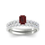 Load image into Gallery viewer, emerald-cut-ruby-single-prong-diamond-bridal-rings-set-in-FDENS3023EMGRUDR-NL-WG-GS
