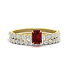Load image into Gallery viewer, emerald-cut-ruby-single-prong-diamond-bridal-rings-set-in-FDENS3023EMGRUDR-NL-YG-GS