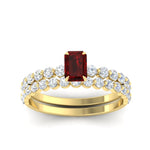 Load image into Gallery viewer, emerald-cut-ruby-single-prong-diamond-bridal-rings-set-in-FDENS3023EMGRUDR-NL-YG-GS
