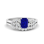 Load image into Gallery viewer, emerald-cut-sapphire-cluster-wedding-set-in-white-gold-FDENS3110EMGSABL-NL-WG.jpg