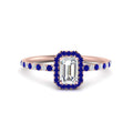 Thumbnail 5 - emerald-cut-sapphire-halo-petite-engagement-ring-in-rose-gold-FD8523EMRGSABLANGLE3-NL-RG