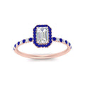 Thumbnail 7 - emerald-cut-sapphire-halo-petite-engagement-ring-in-rose-gold-FD8523EMRGSABLANGLE3-NL-RG