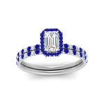Load image into Gallery viewer, emerald-cut-sapphire-halo-wedding-ring-set-in-white-gold-FD8523EMGSABL-NL-WG

