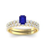 Load image into Gallery viewer, emerald-cut-sapphire-single-prong-diamond-bridal-rings-set-in-FDENS3023EMGSABL-NL-YG-GS

