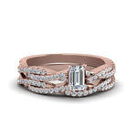 Load image into Gallery viewer, emerald-cut-simple-diamond-twisted-vine-bridal-ring-sets-in-14K-rose-gold-FD8233EM-NL-RG
