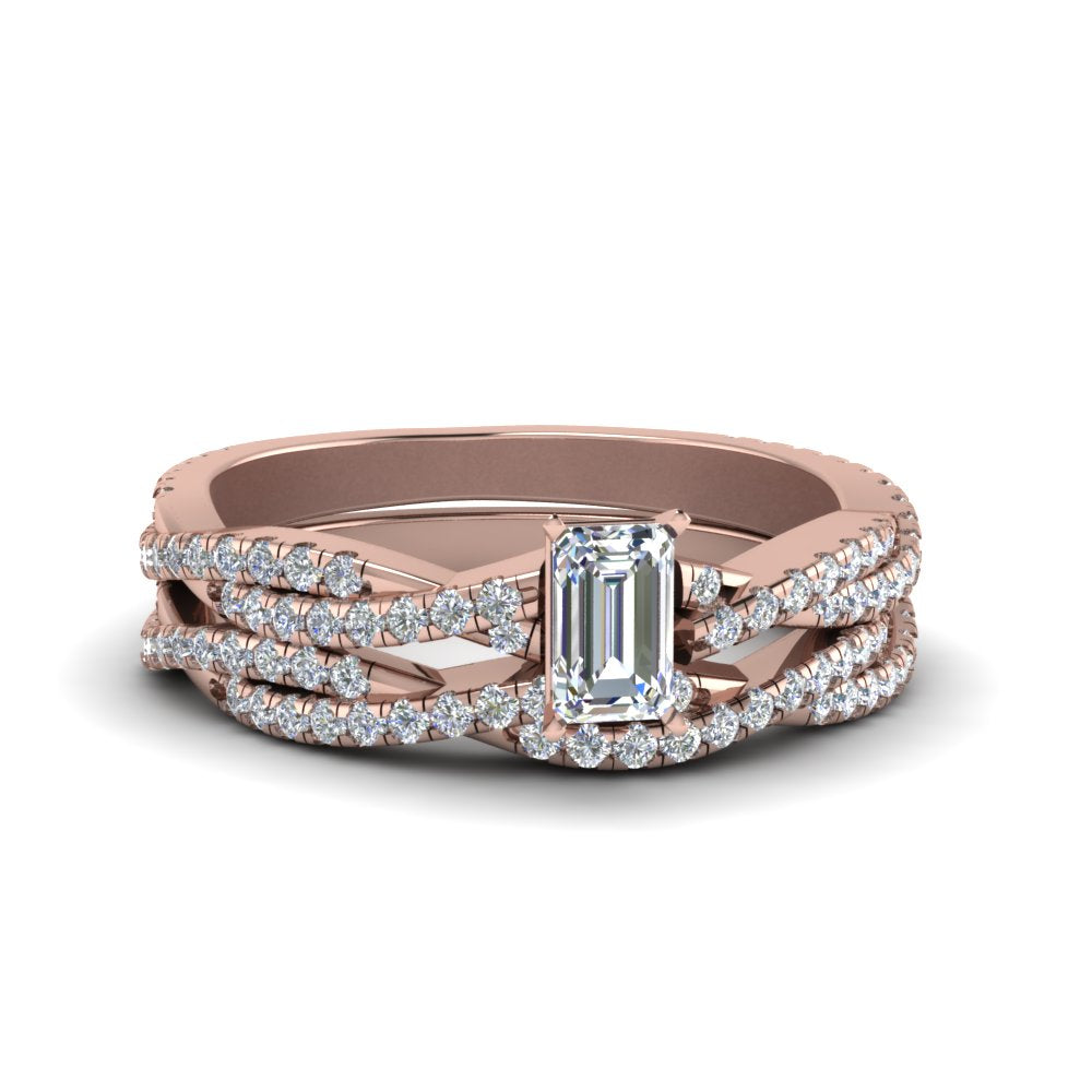 emerald-cut-simple-diamond-twisted-vine-bridal-ring-sets-in-14K-rose-gold-FD8233EM-NL-RG
