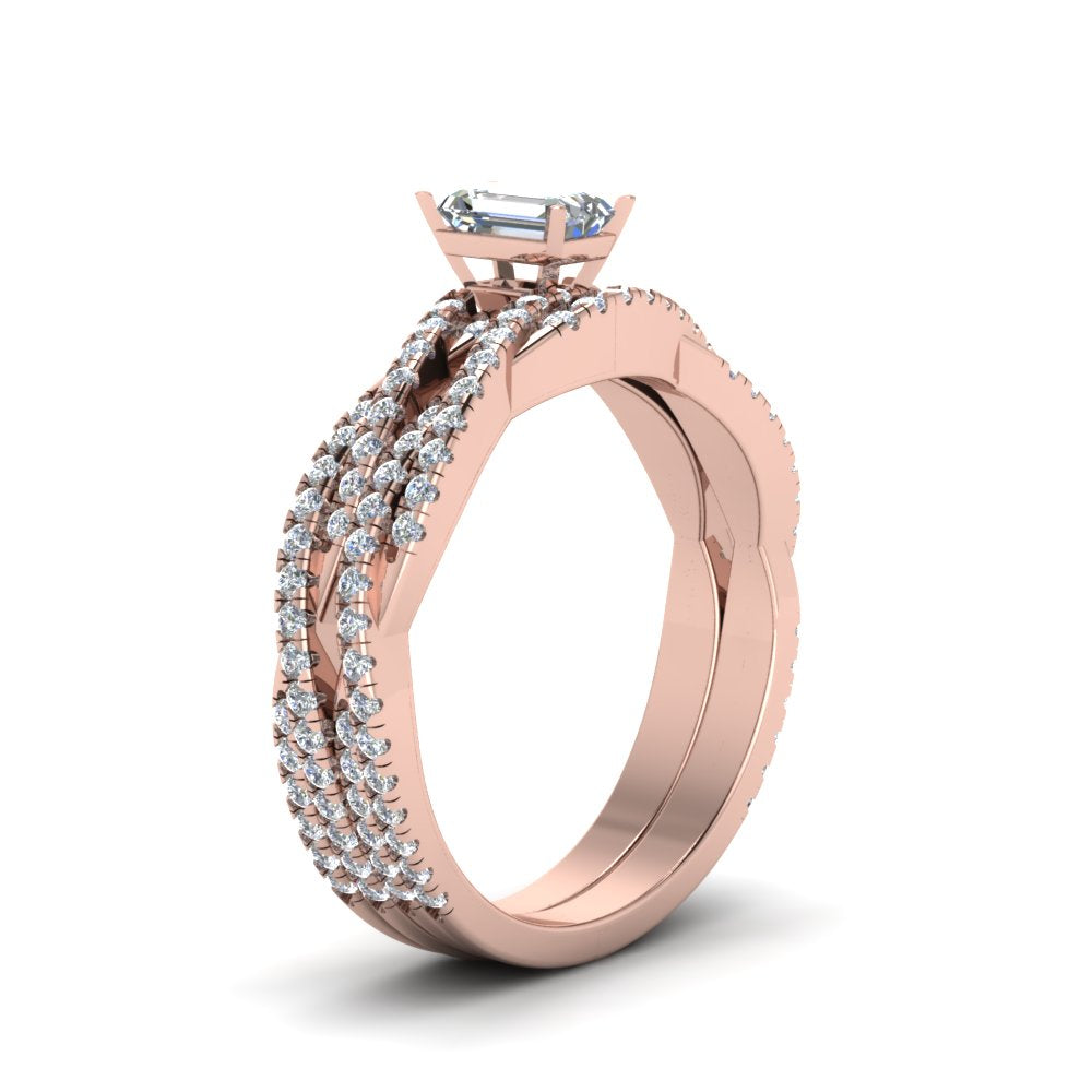 emerald-cut-simple-diamond-twisted-vine-bridal-ring-sets-in-14K-rose-gold-FD8233EM-NL-RG