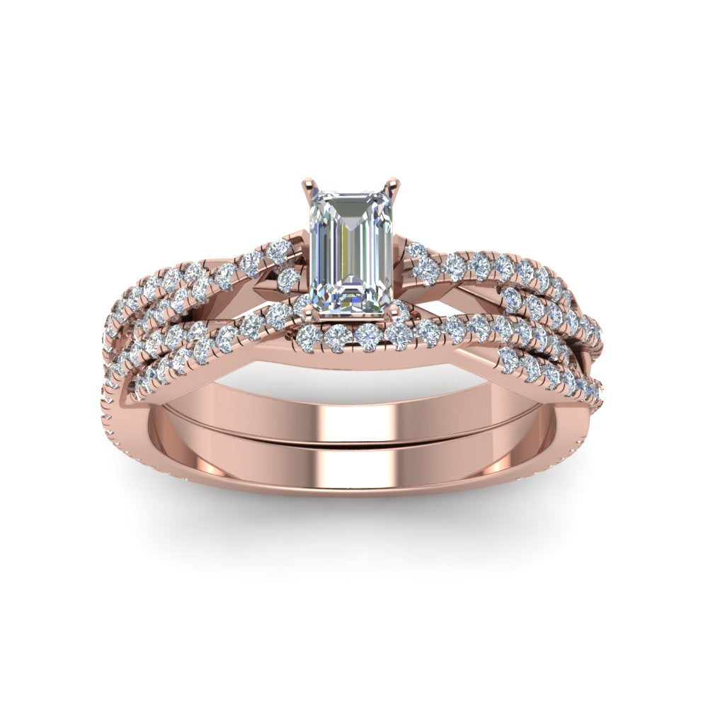 emerald-cut-simple-diamond-twisted-vine-bridal-ring-sets-in-14K-rose-gold-FD8233EM-NL-RG