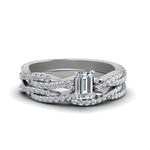Load image into Gallery viewer, emerald-cut-simple-diamond-twisted-vine-bridal-ring-sets-in-14K-white-gold-FD8233EM-NL-WG

