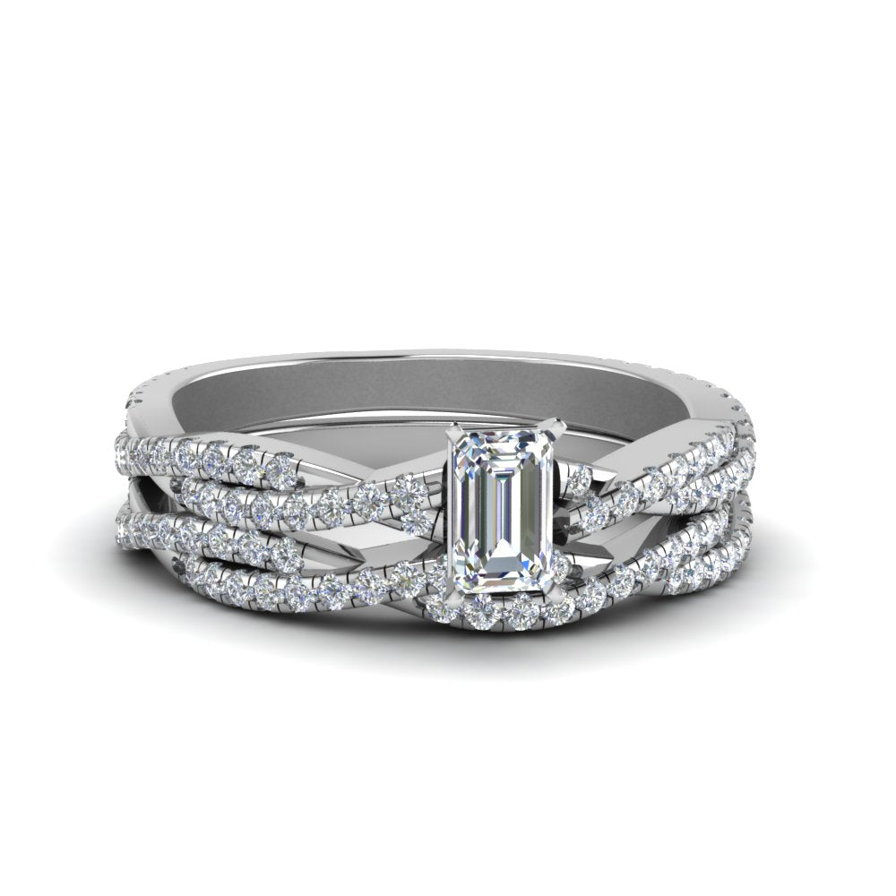 emerald-cut-simple-diamond-twisted-vine-bridal-ring-sets-in-14K-white-gold-FD8233EM-NL-WG