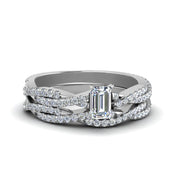 emerald-cut-simple-diamond-twisted-vine-bridal-ring-sets-in-14K-white-gold-FD8233EM-NL-WG