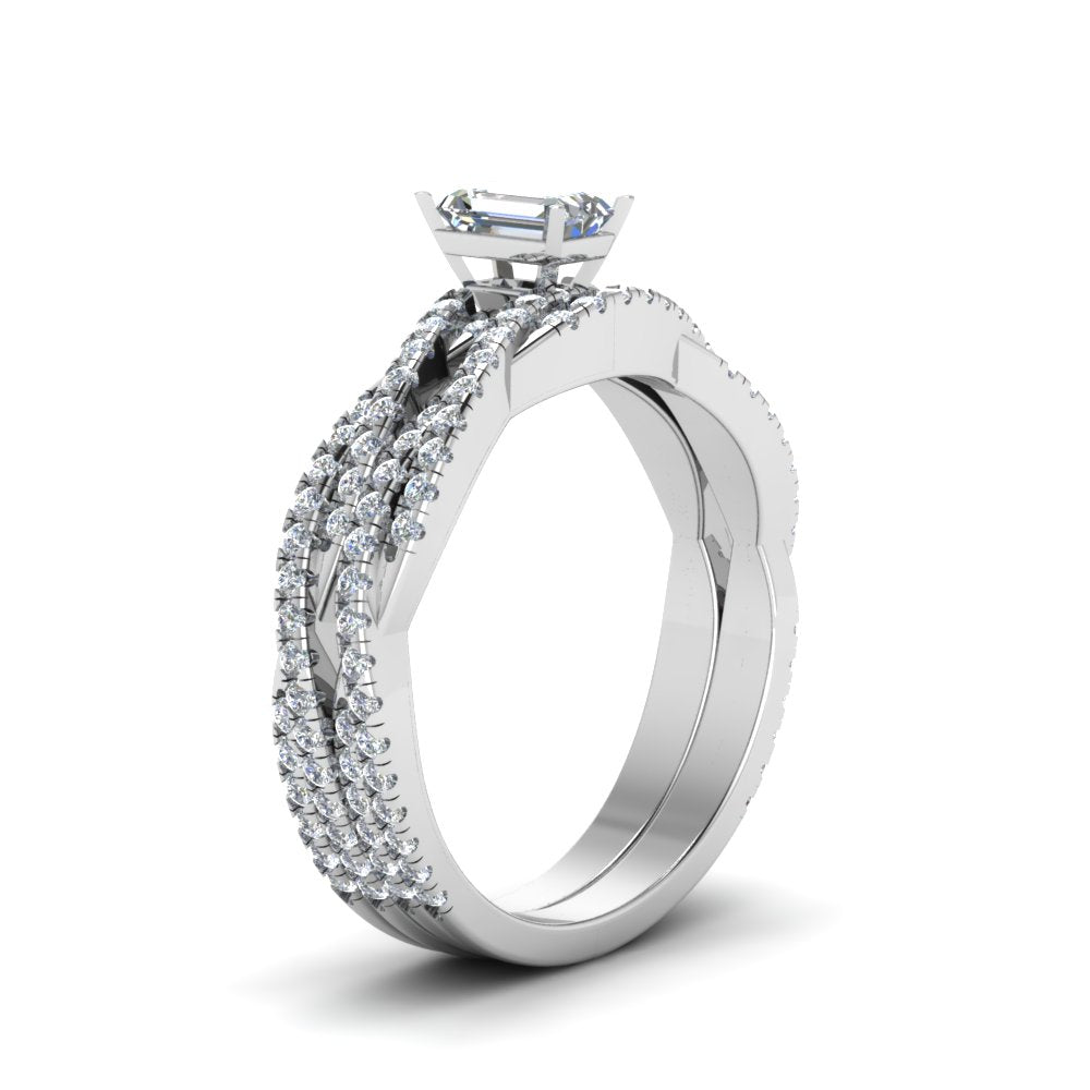 emerald-cut-simple-diamond-twisted-vine-bridal-ring-sets-in-14K-white-gold-FD8233EM-NL-WG