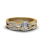 Load image into Gallery viewer, emerald-cut-simple-diamond-twisted-vine-bridal-ring-sets-in-14K-yellow-gold-FD8233EM-NL-YG
