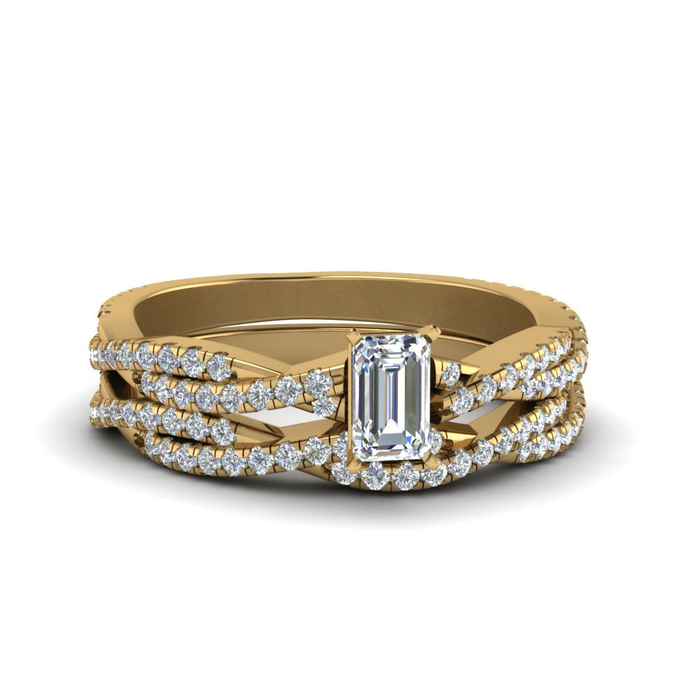 emerald-cut-simple-diamond-twisted-vine-bridal-ring-sets-in-14K-yellow-gold-FD8233EM-NL-YG