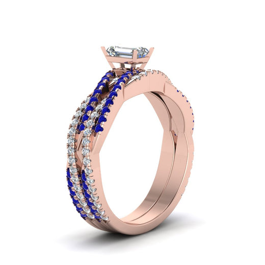 emerald-cut-simple-diamond-twisted-vine-bridal-ring-sets-with-blue-sapphire-in-14K-rose-gold-FD8233EMGSABL-NL-RG